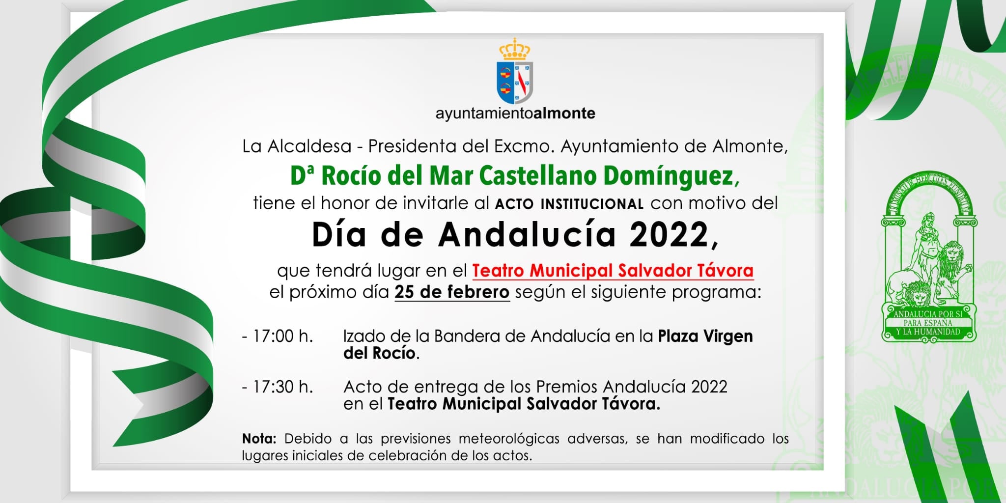 Almonte celebrará el Día de Andalucía con un acto institucional