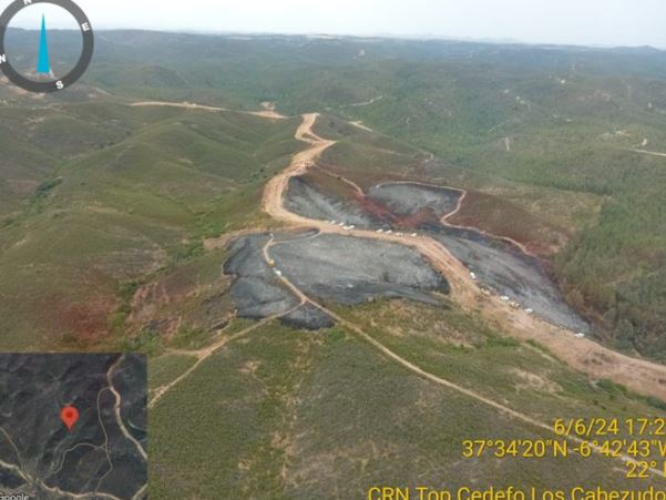 Cinco hectáreas de matorral afectadas en el incendio de Valverde
