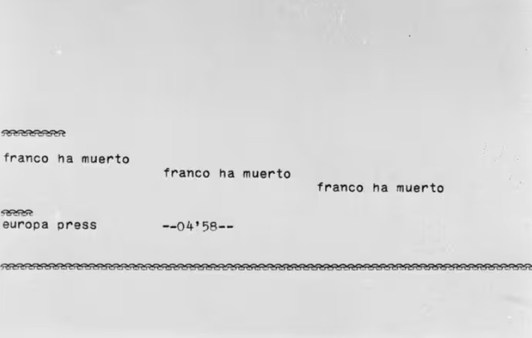 Teletipo que Europa Press distribuyó a sus abonados a las 04.58 del 20 de noviembre de 1975- FUENTE EUROPA PRESS
