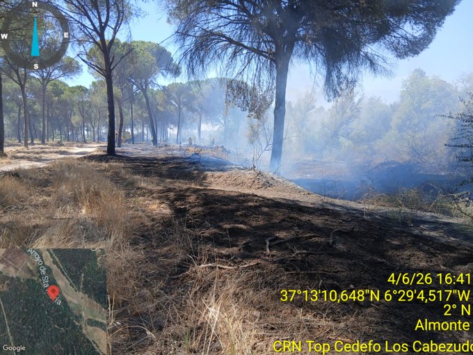Extinguido el incendio de la Venta la Piedra en Almonte