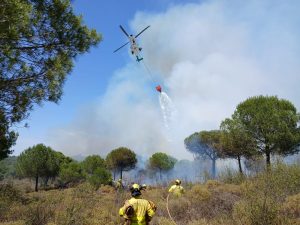 Declarado un incendio cerca del camping Waingunga de Lepe que moviliza a casi treinta efectivos